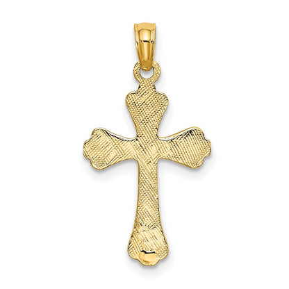 10K Polished Textured Cross Charm