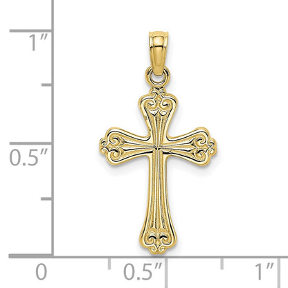 10K Polished Textured Cross Charm