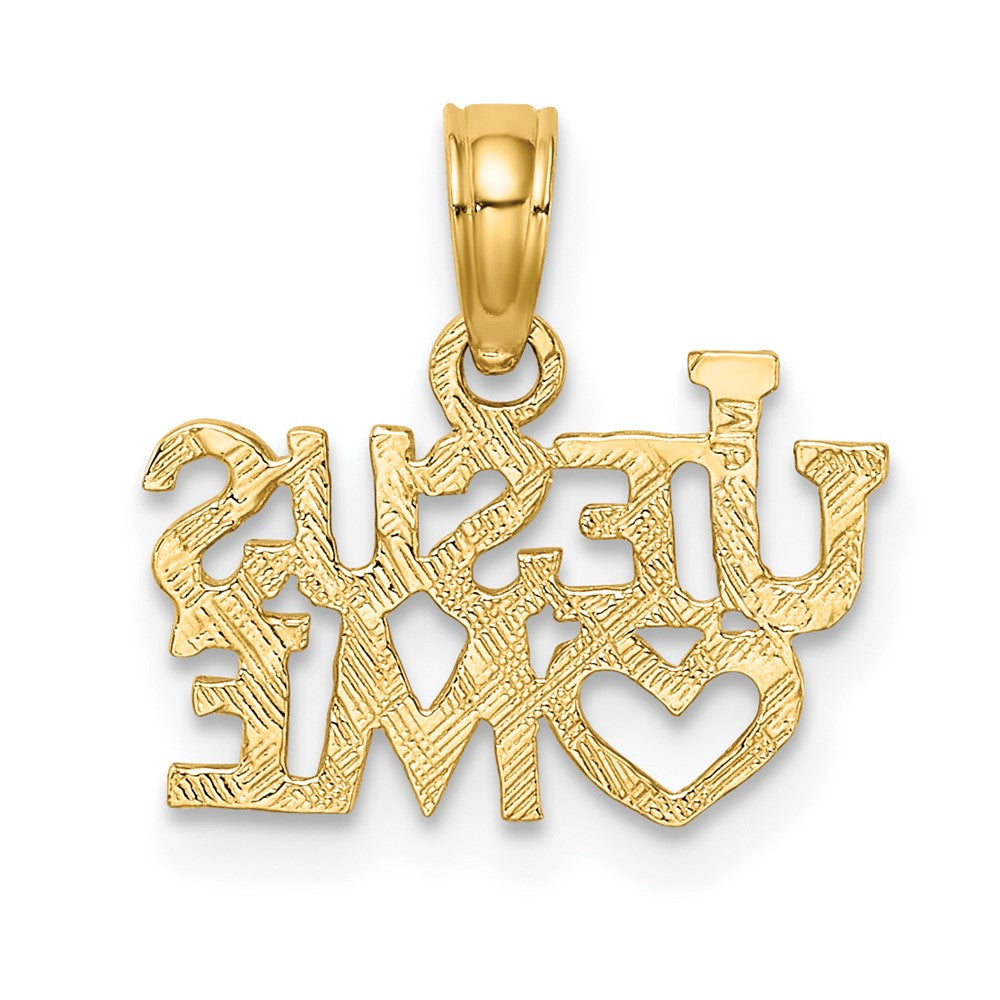 10K Polished and Textured JESUS Hearts ME Charm