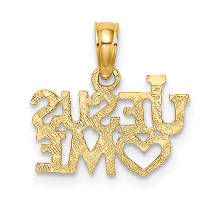 10K Polished and Textured JESUS Hearts ME Charm