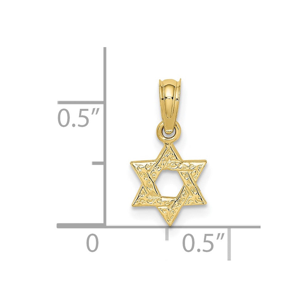 10K Mini Star Of David with Engraved Swirl Charm