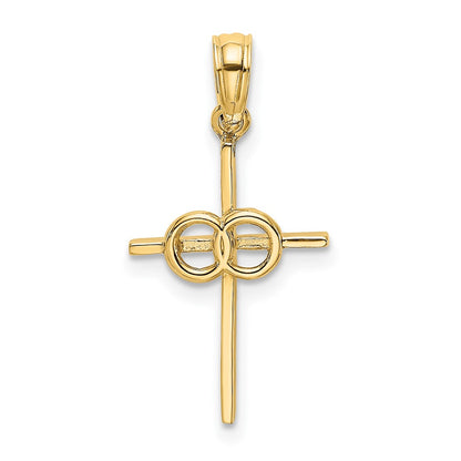 10K Polished Rings Wedding Cross Charm