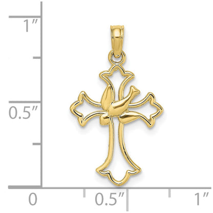 10K Cut-Out Dove Center Cross Charm