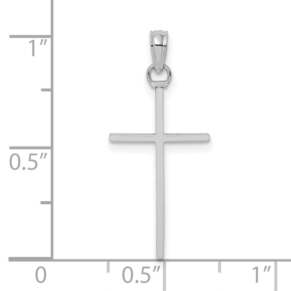 10K White Gold 3-D Polished Stick Cross Charm