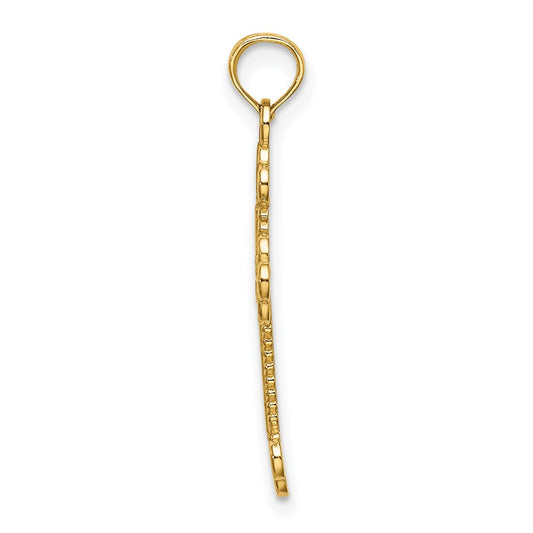 10K Textured and Cut-Out with Rope Frame Cross Charm