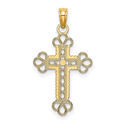 10K Textured and Cut-Out with Rope Frame Cross Charm