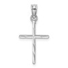 10K White Gold Diamond-cut Polished Cross Charm