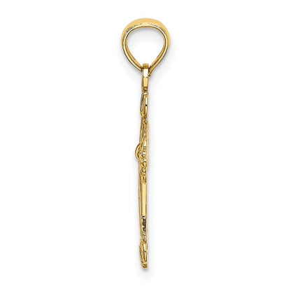 10K Cross with Scroll Tips and Button Center Charm