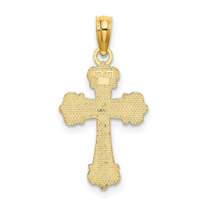 10K Cross with Scroll Tips and Button Center Charm