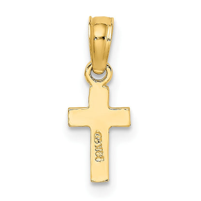 10K Polished Textured Mini Cross Charm