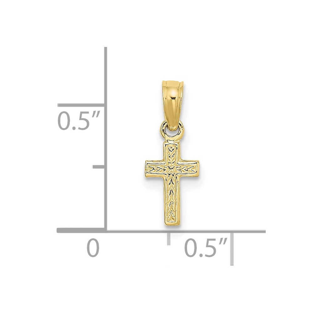 10K Polished Textured Mini Cross Charm