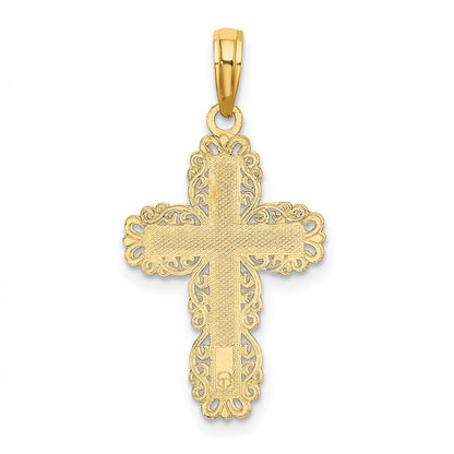 10K Textured with Lace Trim Cross Charm
