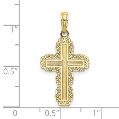 10K Textured with Lace Trim Cross Charm