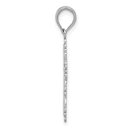 10K White Gold Textured with Lace Trim Cross Charm