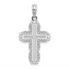 10K White Gold Textured with Lace Trim Cross Charm