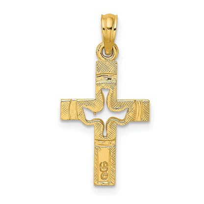 10K Cut-out Dove In Cross Charm