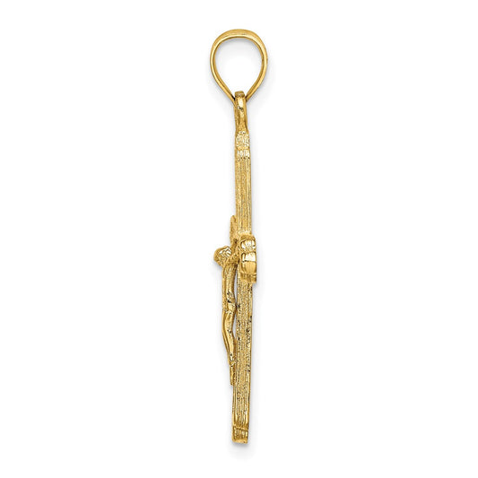 10K Textured Crucifix Charm