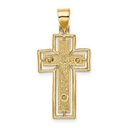 10K Textured Crucifix with Frame Charm