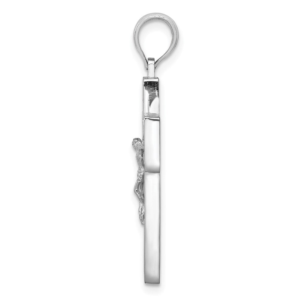 10K White Gold Textured Crucifix with Frame Charm
