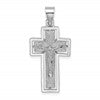 10K White Gold Textured Crucifix with Frame Charm