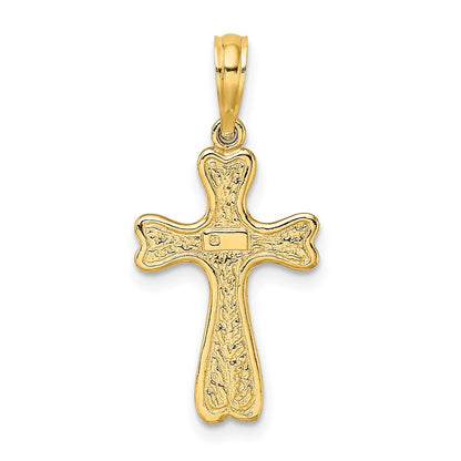 10K Cross with Textured Heart Edges Design Charm