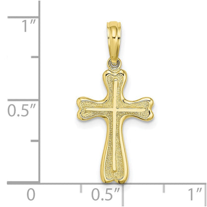 10K Cross with Textured Heart Edges Design Charm