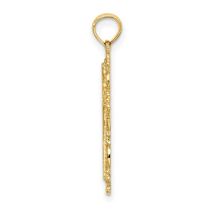 10K Cross with Filigree Lace Trim Charm