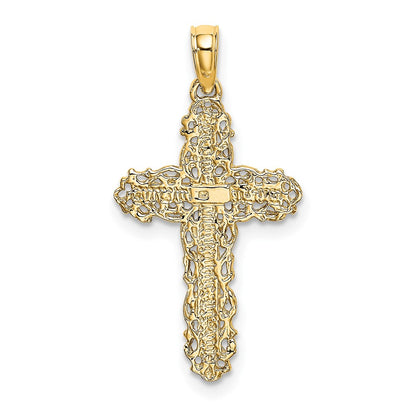 10K Cross with Filigree Lace Trim Charm