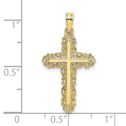 10K Cross with Filigree Lace Trim Charm
