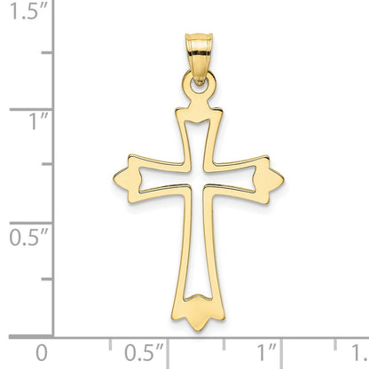10K Polished Cut-Out Cross Charm