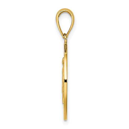 10K Polished and Satin Round Miraculous Medal Charm