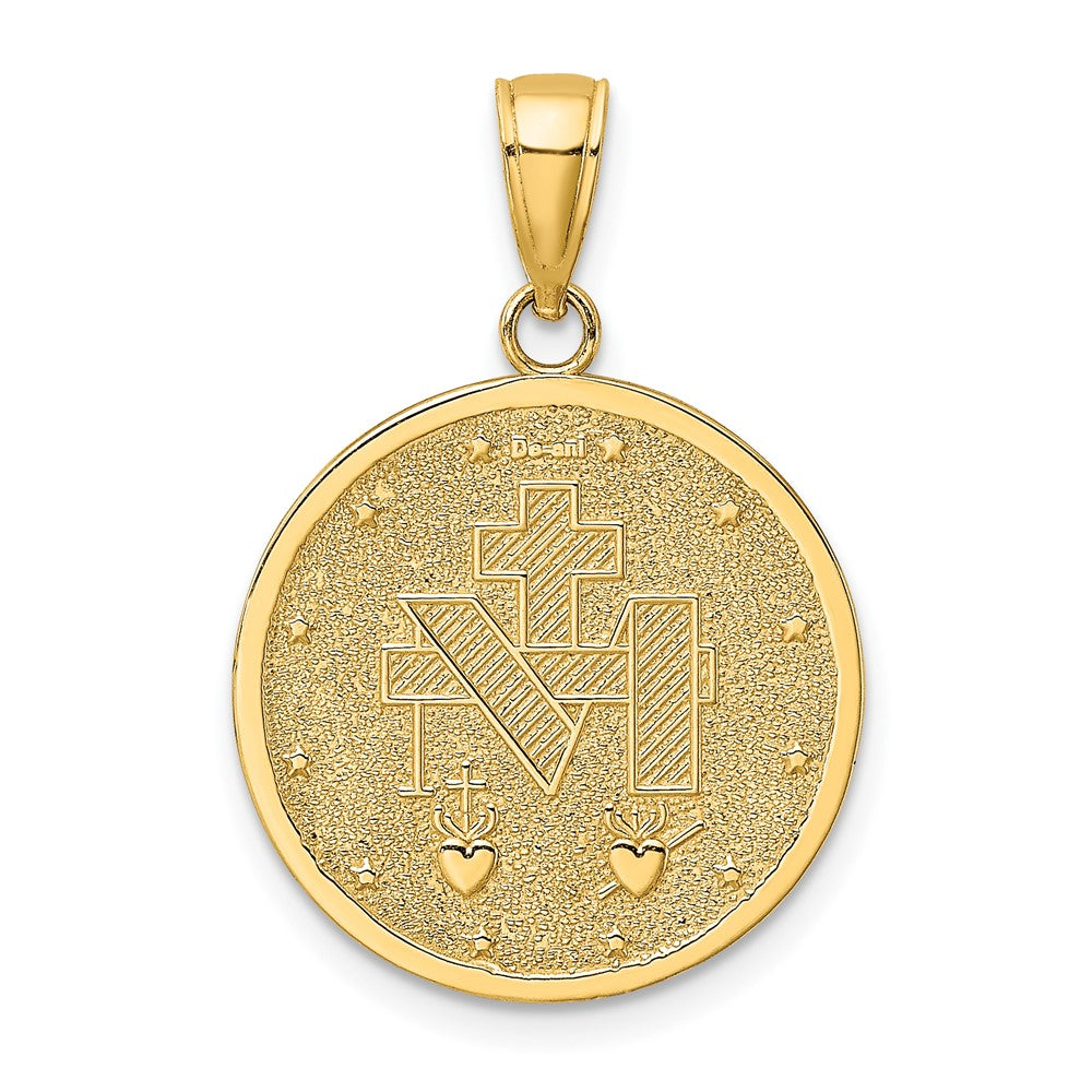 10K Polished and Satin Round Miraculous Medal Charm