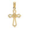 10K Cut-Out Flat Cross with Flower Center Charm