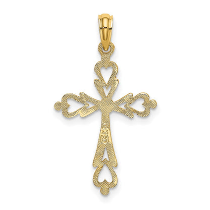 10K Cross Cut-Out with- Heart Ends Charm