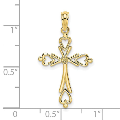 10K Cross Cut-Out with- Heart Ends Charm
