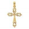 10K Cross Cut-Out w/ Heart Ends Charm