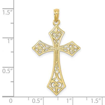 10K Large Filigree Cross Charm