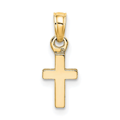 10K Polished Mini Cross Charm