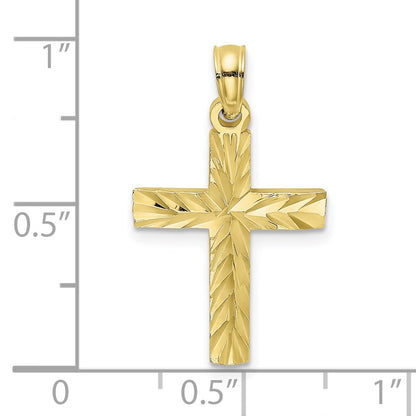 10K Diamond-cut Block Cross  Charm