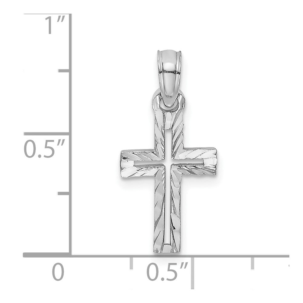 10K White Gold Diamond-cut Cross Charm
