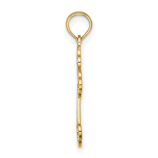 10K Lace Center Budded Cross Charm
