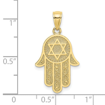 10K Hamsa with Star Of David Charm