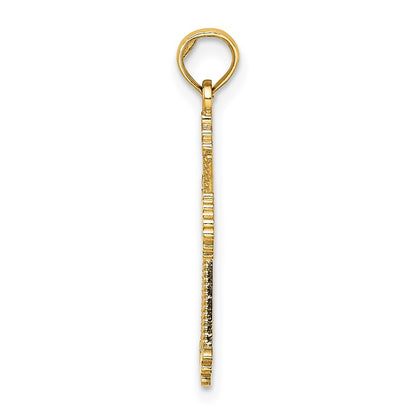 10K Cut-Out Stripes Cross with Heart Center Charm