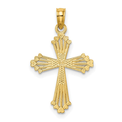 10K Cut-Out Stripes Cross with Heart Center Charm