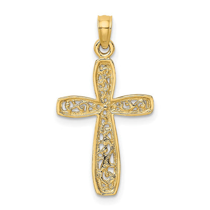 10K Cross with Filigree Center Charm
