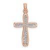 10K Rose with White Rhodium Filigree Center Cross Charm