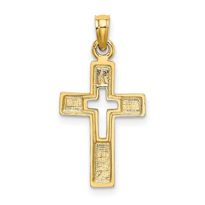 10K Polished Cut-Out Cross Charm