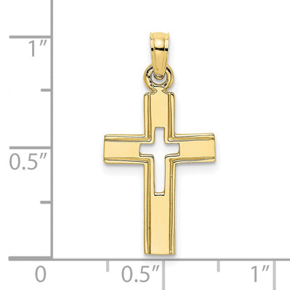 10K Polished Cut-Out Cross Charm