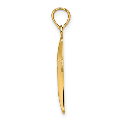 10K Polished Beveled Cross with Rounded Tips Charm