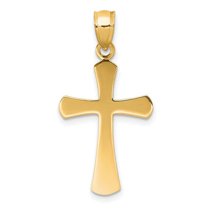 10K Polished Beveled Cross with Rounded Tips Charm